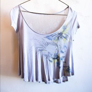 Lace floral short sleeve shirt